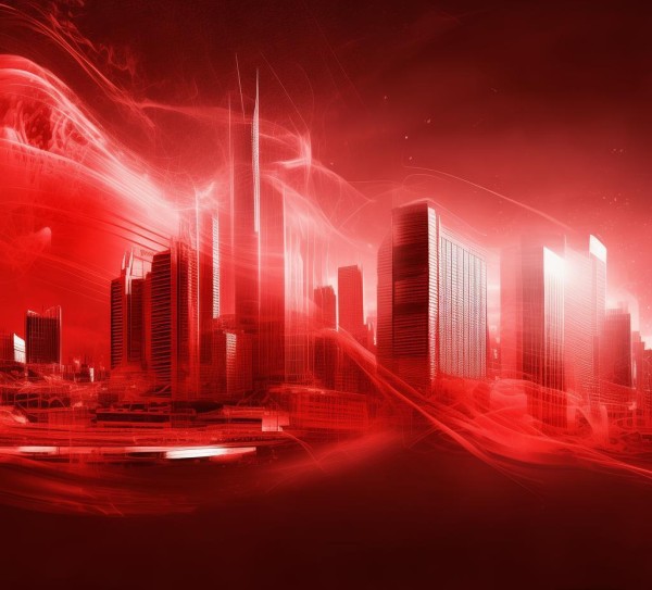 红色动态商务背景图横屏，科技与力量的视觉融合，助力商务场景的卓越呈现